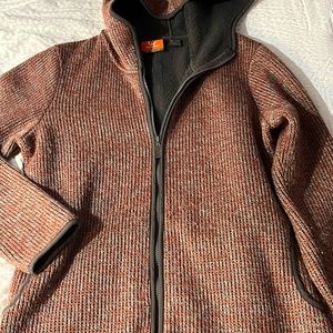 Merrill Hooded Sweater. Size Large. Gray and Orange